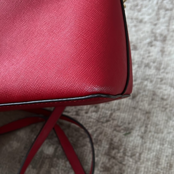 Red Michael Kors Crossbody Purse with gold studs - Picture 5 of 6